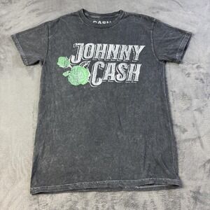 Johnny Cash Shirt Mens Small Black Graphic Band Tee Cowboy Hat Rose 2021 Retro